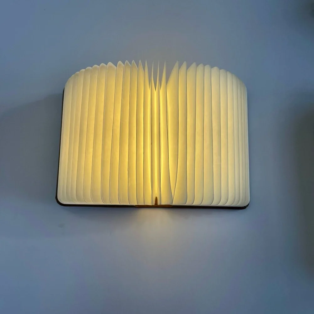 Foldable LED Book Lamp Rechargeable Mini Smart Light Brown Leather New